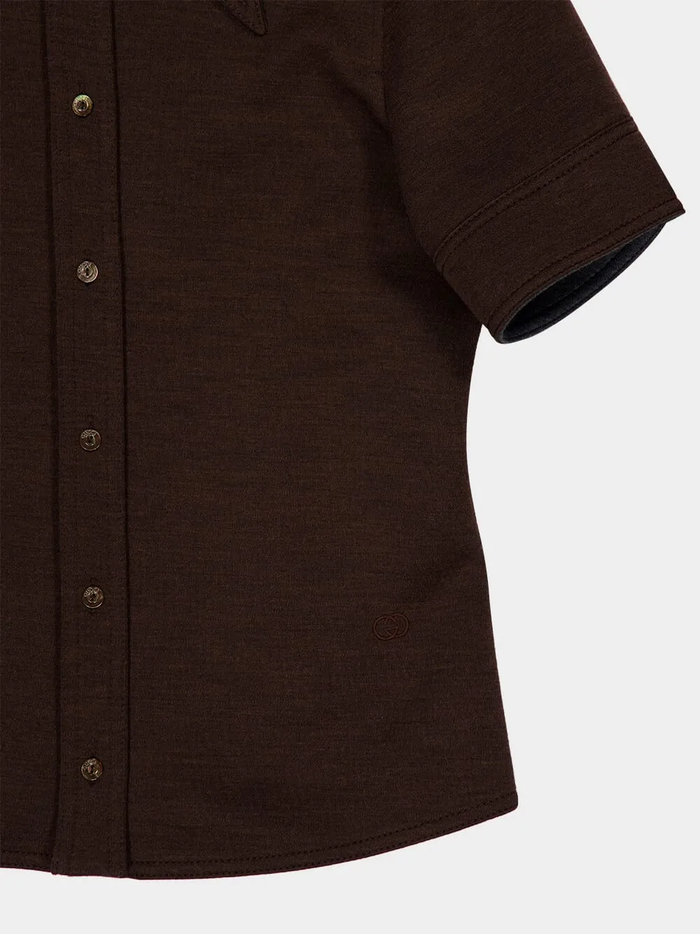 Dark Brown Wool Cotton Jersey Shirt sold by Fashion Clinic product image thumbnail 4