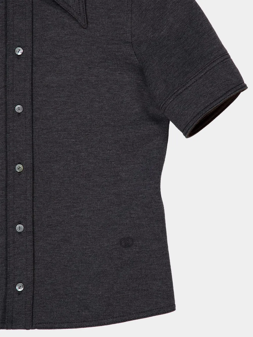 Dark Grey Wool Cotton Jersey Shirt sold by Fashion Clinic product image thumbnail 4