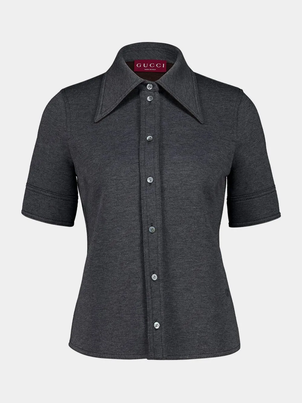 Dark Grey Wool Cotton Jersey Shirt sold by Fashion Clinic