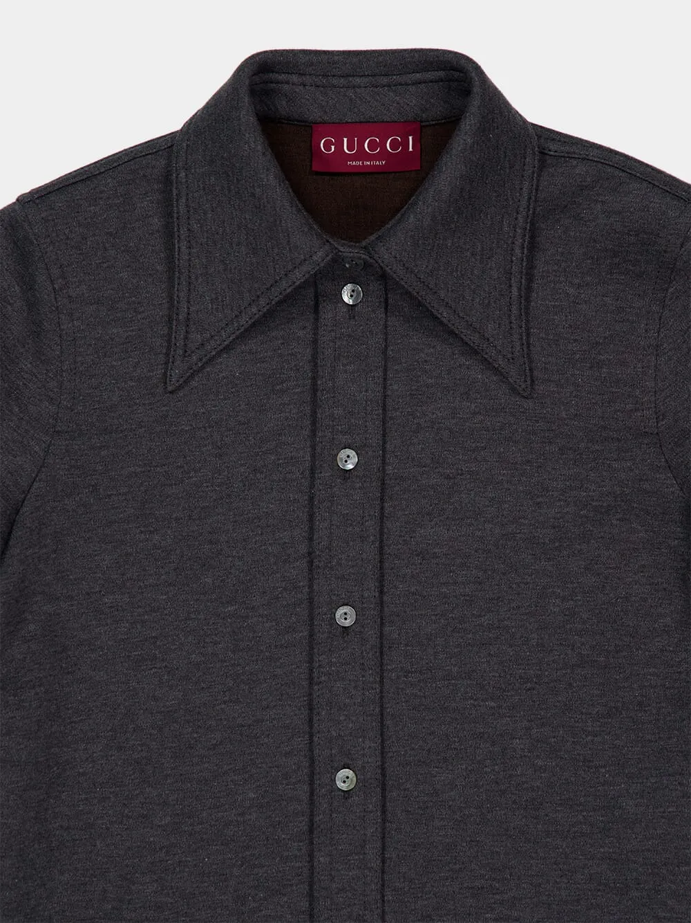 Dark Grey Wool Cotton Jersey Shirt sold by Fashion Clinic product image thumbnail 3