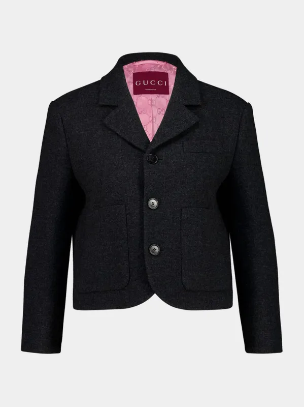 Dark Grey Heavy Wool Flannel Jacket sold by Fashion Clinic