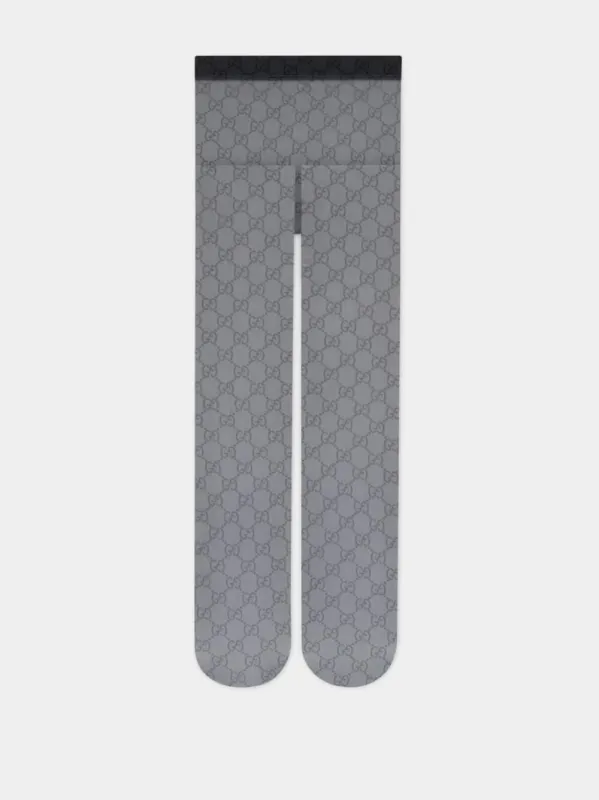 Black GG Print Stretch Nylon Tights sold by Fashion Clinic