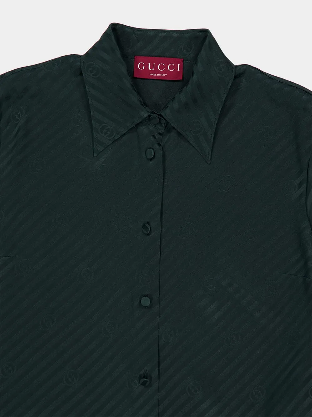 Dark Green Interlocking GG Silk Jacquard Shirt sold by Fashion Clinic product image thumbnail 3