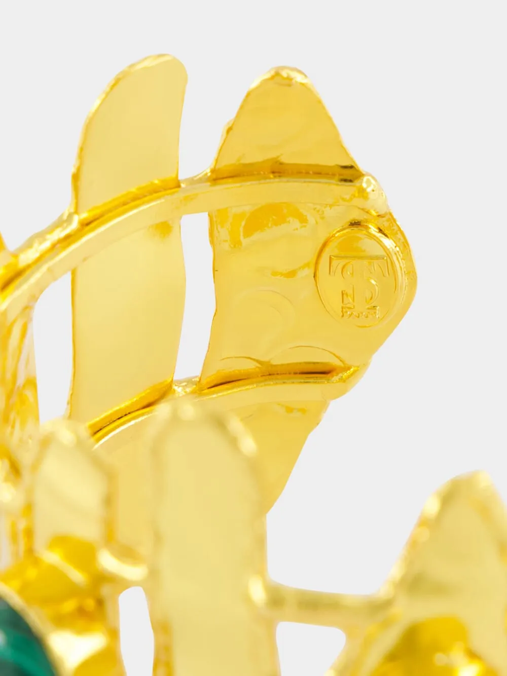 Gold Brutalist Cuff with Malachite Stones sold by Fashion Clinic product image thumbnail 5