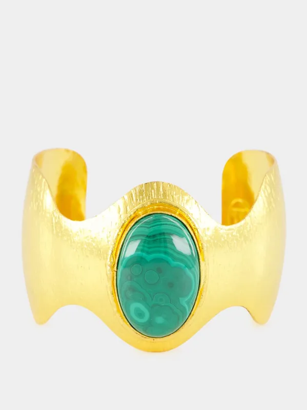 Gold BatWoman Cuff with Malachite sold by Fashion Clinic