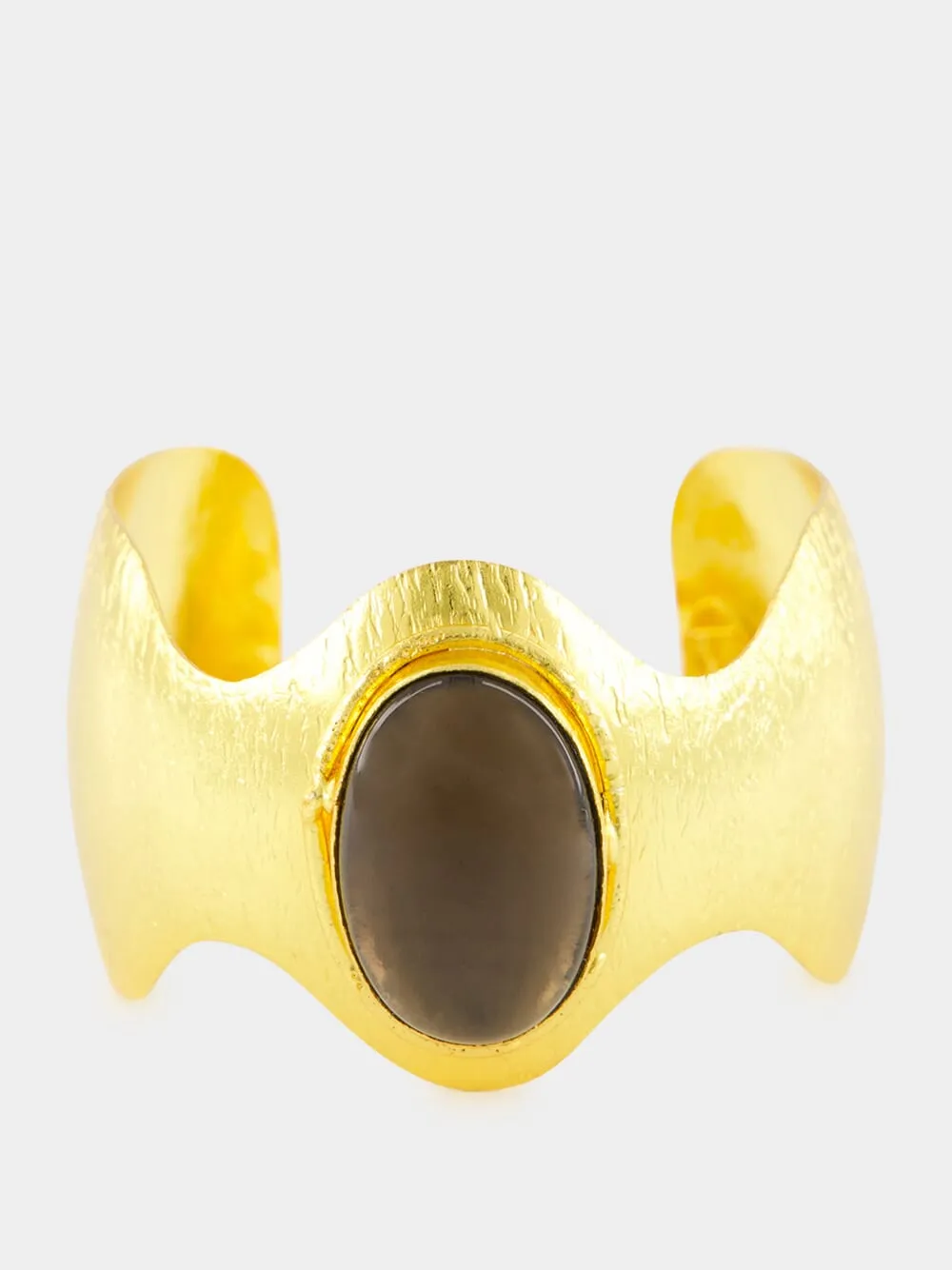 Gold BatWoman Cuff with Smoky Quartz sold by Fashion Clinic