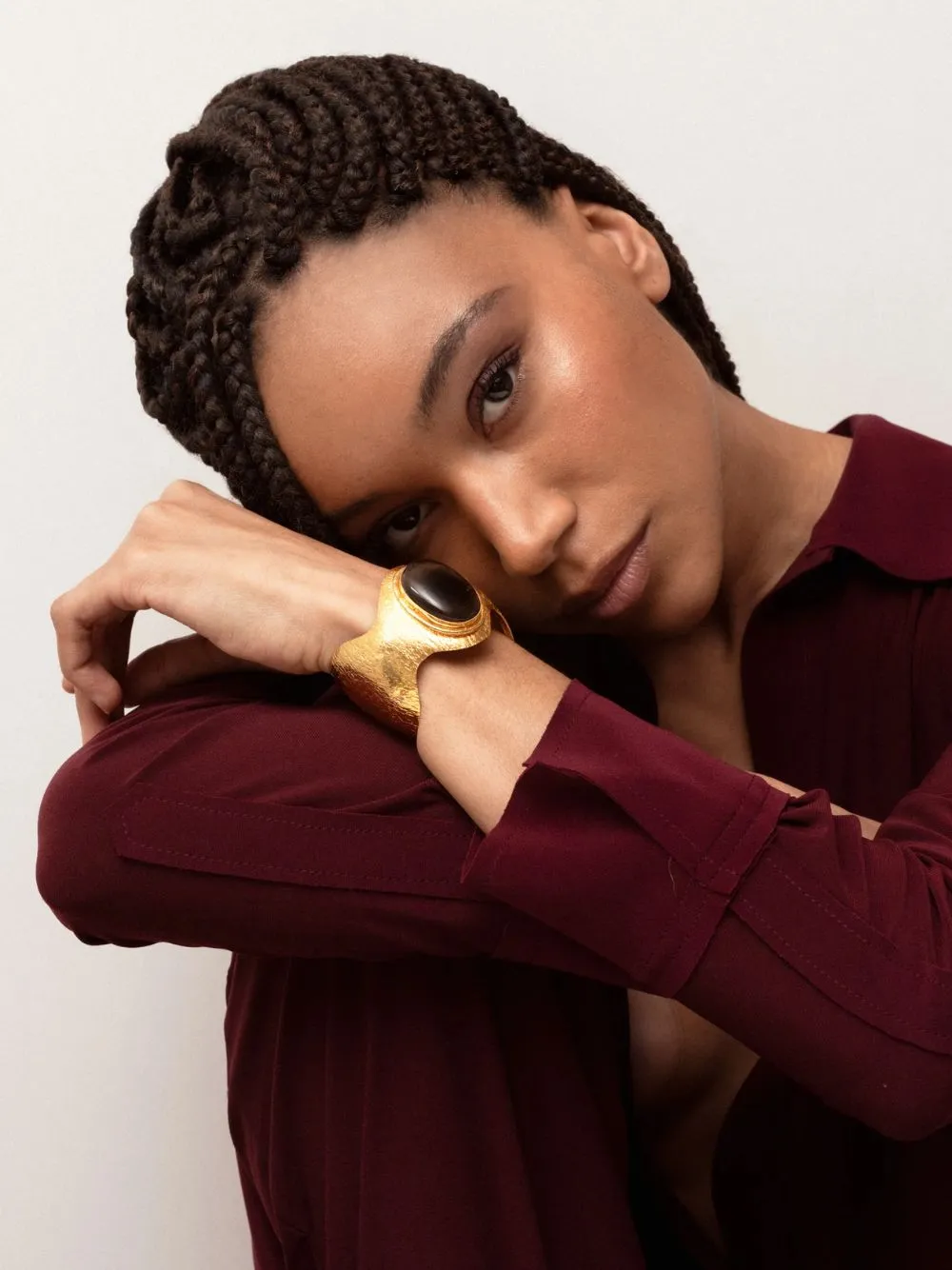 Gold BatWoman Cuff with Smoky Quartz sold by Fashion Clinic product image thumbnail 2