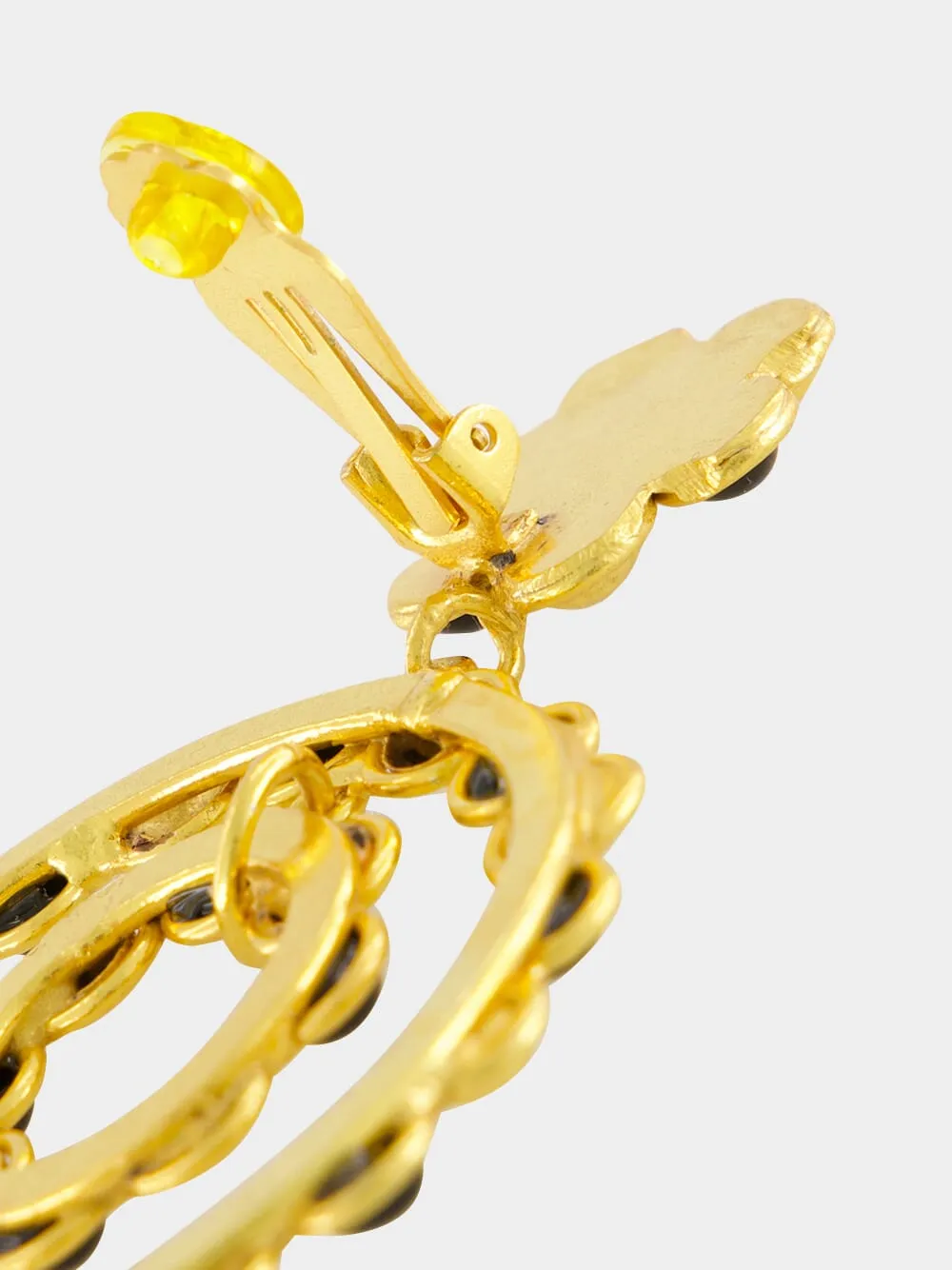 Happy Flower Gold Earrings with Black Onyx sold by Fashion Clinic product image thumbnail 4