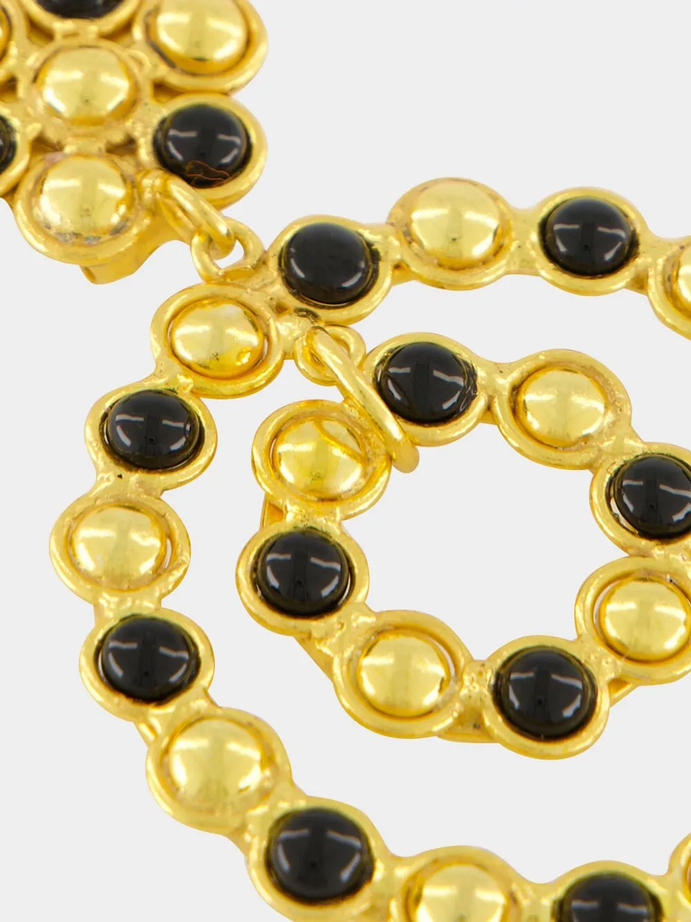 Happy Flower Gold Earrings with Black Onyx sold by Fashion Clinic product image thumbnail 5