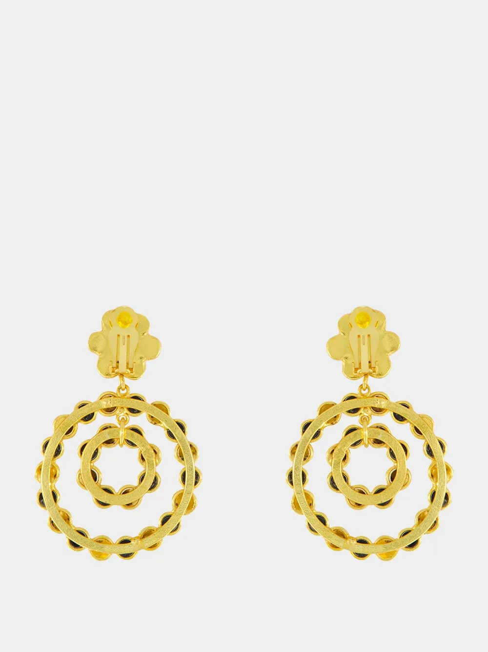 Happy Flower Gold Earrings with Black Onyx sold by Fashion Clinic product image thumbnail 3