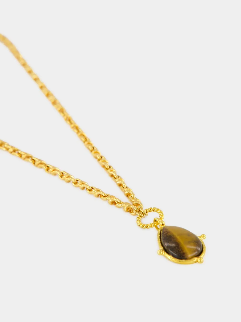 Gold Drop Pendant Necklace with Tiger Eye sold by Fashion Clinic product image thumbnail 2