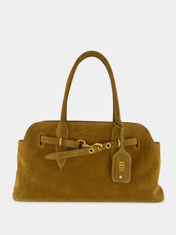 Brown Aventure Suede Shoulder Bag sold by Fashion Clinic