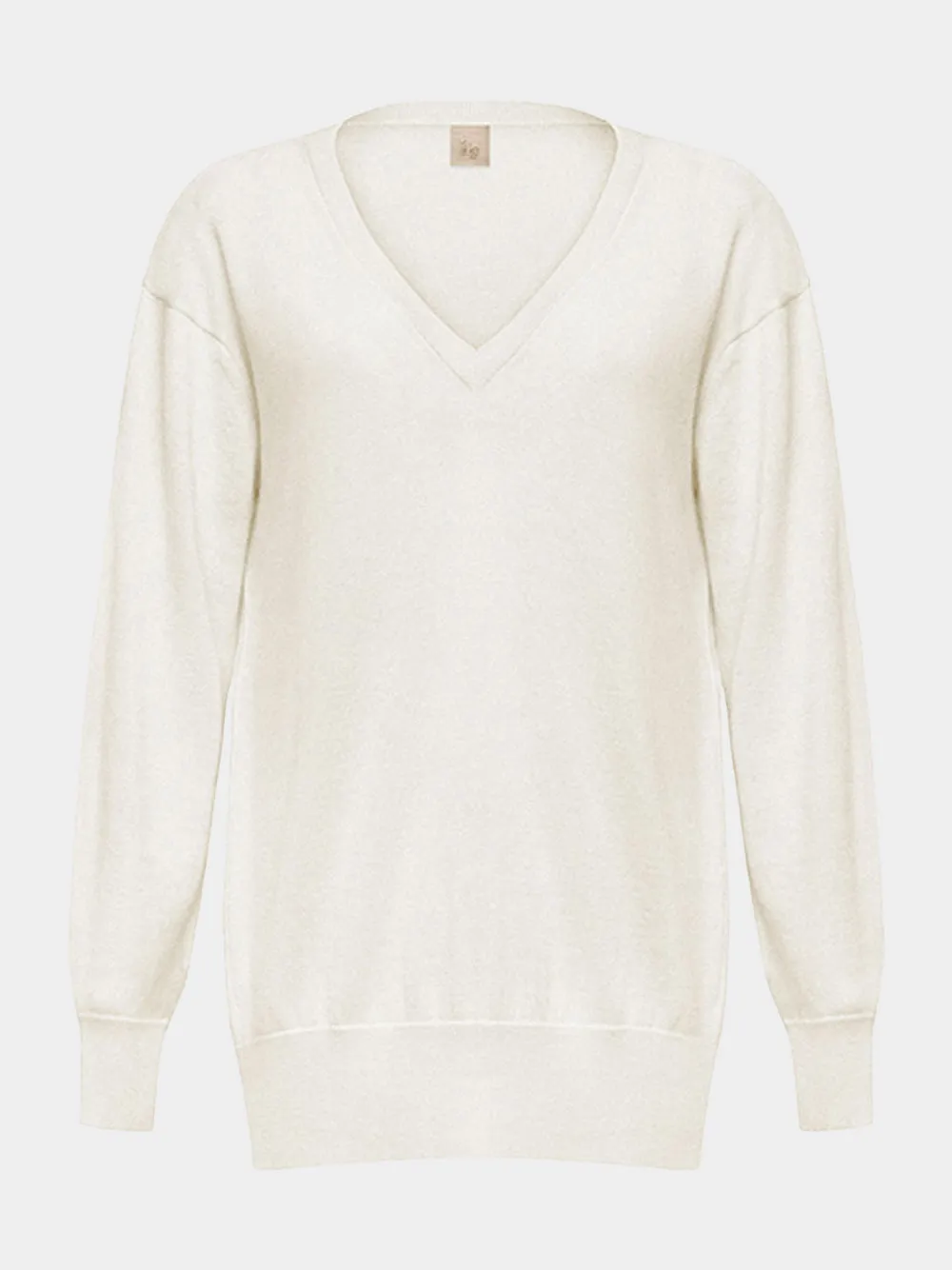 Long V-Neck Off-White Cashmere Sweater sold by Fashion Clinic