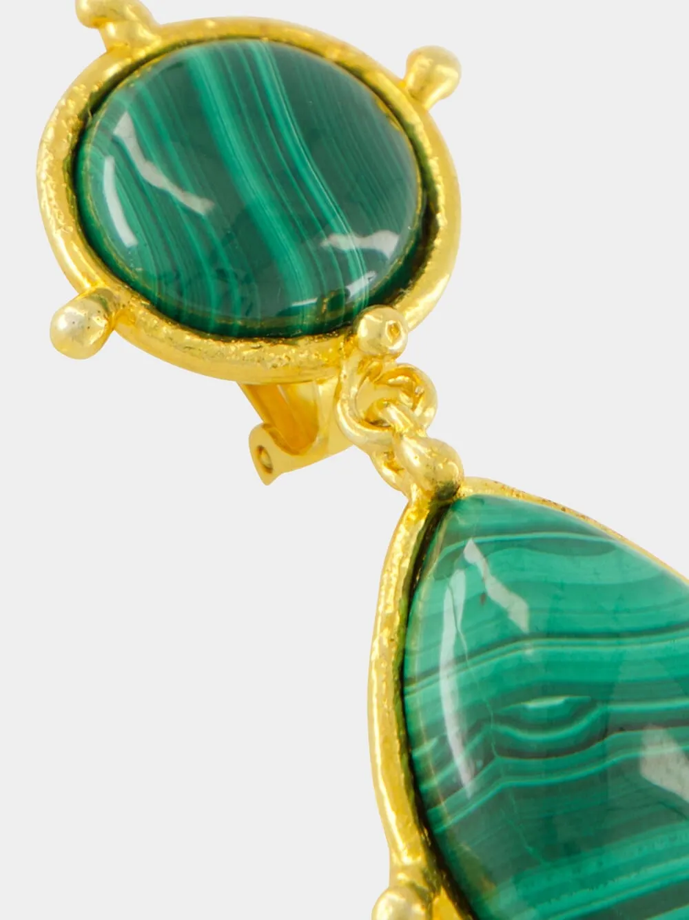 Malachite Two-Stone Drop Earrings sold by Fashion Clinic product image thumbnail 4