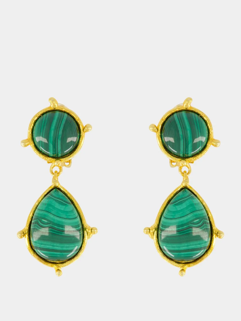 Malachite Two-Stone Drop Earrings sold by Fashion Clinic
