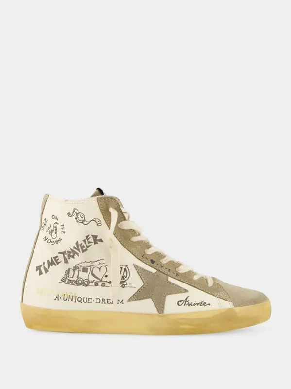 Francy Sneakers with Lettering and Suede Inserts sold by Fashion Clinic