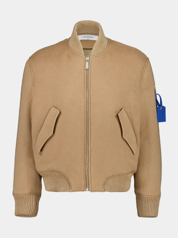 Light Brown Merino Wool Bomber Jacket sold by Fashion Clinic