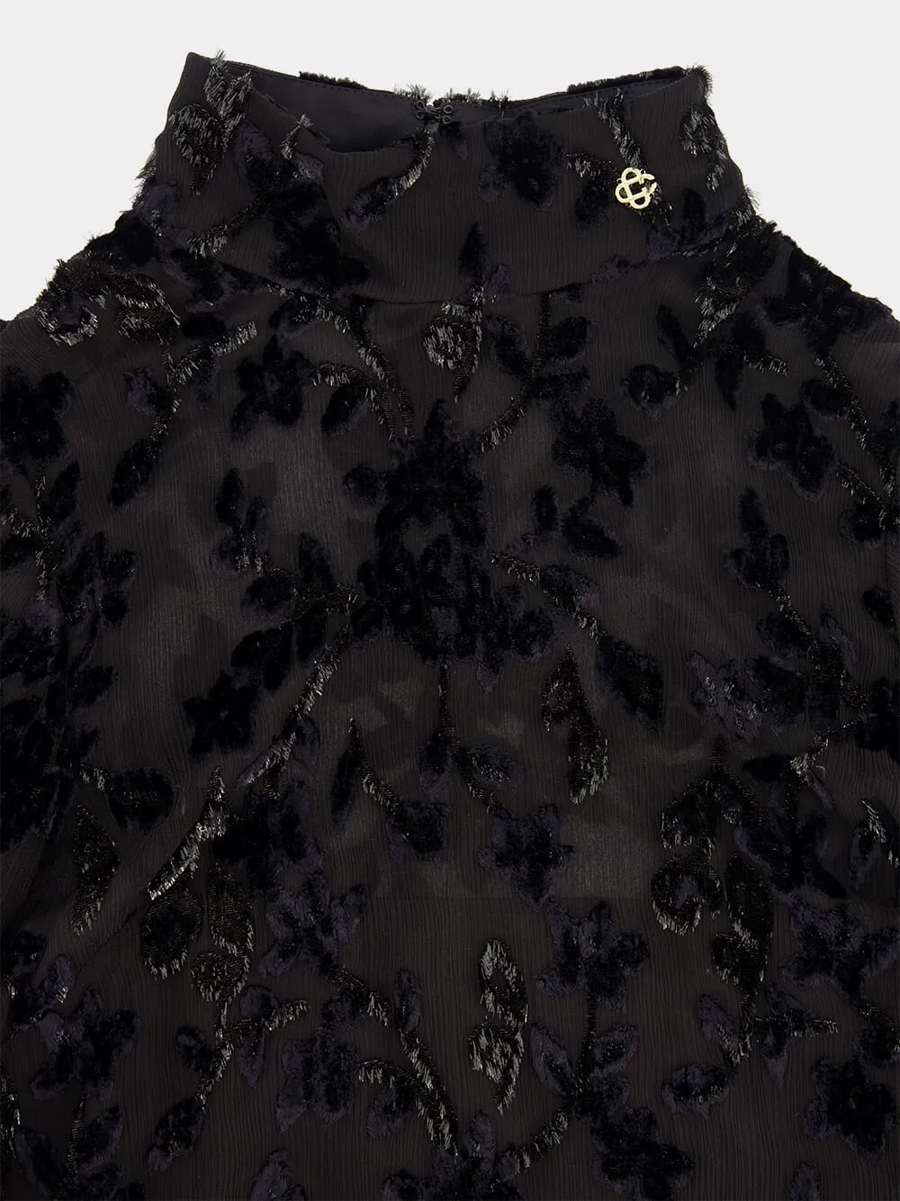 Black Embroidered High-Neck Maxi Dress sold by Fashion Clinic product image thumbnail 3