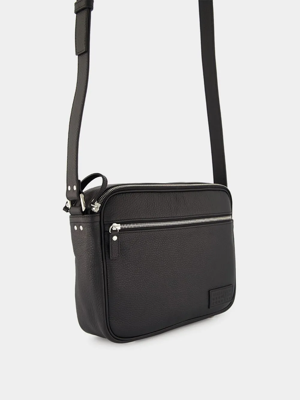 Black Leather Messenger Bag sold by Fashion Clinic product image thumbnail 4