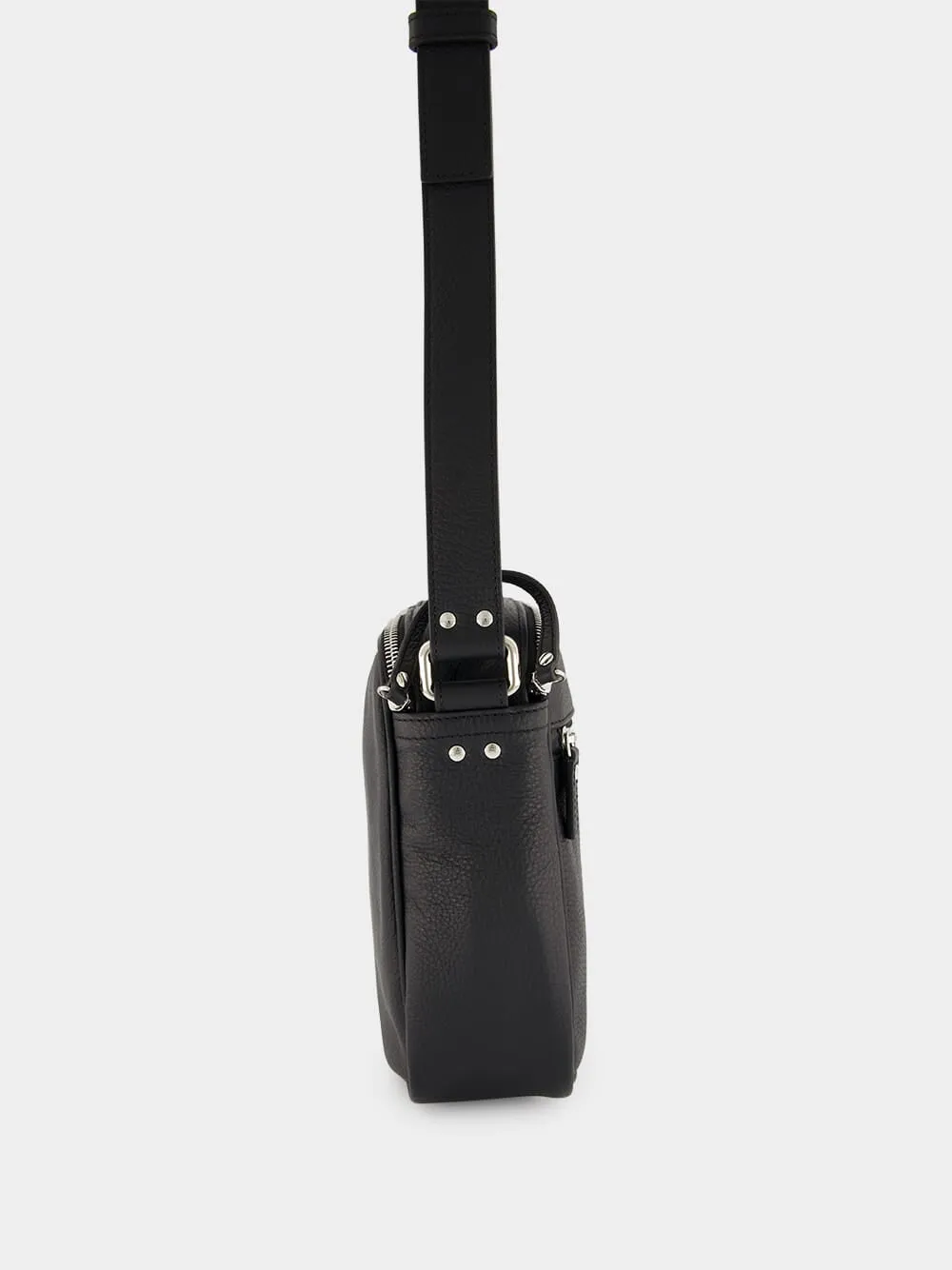 Black Leather Messenger Bag sold by Fashion Clinic product image thumbnail 5