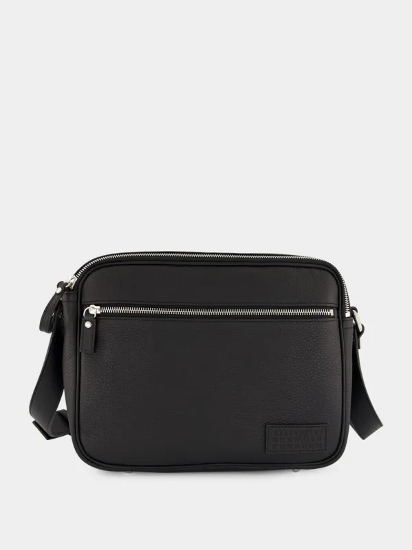 Black Leather Messenger Bag sold by Fashion Clinic