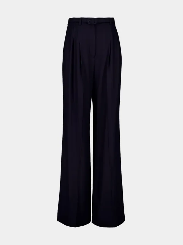Dark Navy Vargas Straight-Leg Pants in Cashmere and Silk sold by Fashion Clinic