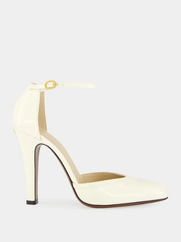 Ivory High-Heel Ankle Strap Sandals sold by Fashion Clinic