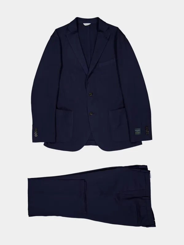 Navy Blue Virgin Wool 2-Button Suit sold by Fashion Clinic