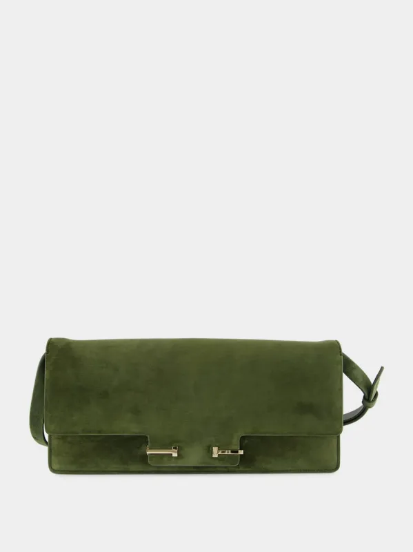 Moss Green Cashmere Suede Shoulder Bag sold by Fashion Clinic
