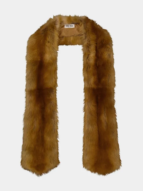 Caramel Shearling Fur Stole made by Miu Miu