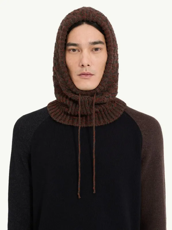 Brown Wool Blend Waffle-Knit Hood sold by Fashion Clinic