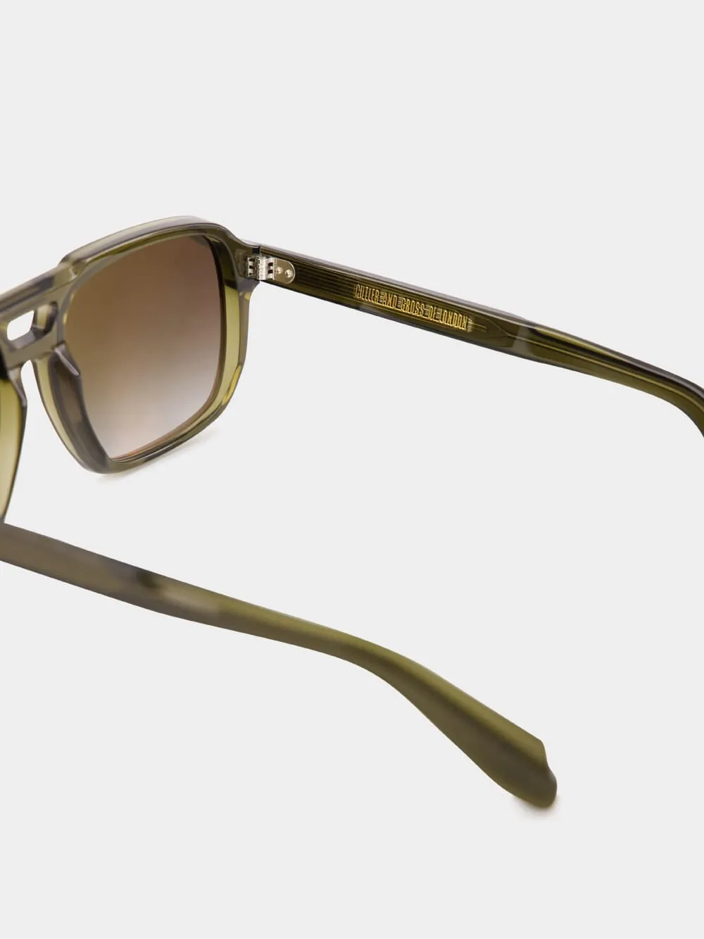 Olive Green Aviator Sunglasses sold by Fashion Clinic product image thumbnail 4