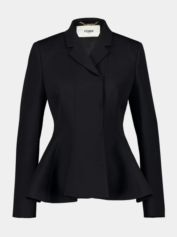 Black Wool Peplum Jacket sold by Fashion Clinic