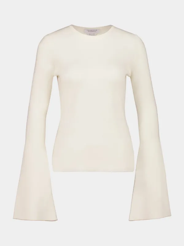 Ivory Mason Long-Sleeve Crewneck Top sold by Fashion Clinic