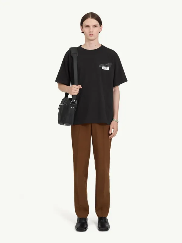 Black Trompe-l'œil Taped Label Print T-Shirt sold by Fashion Clinic