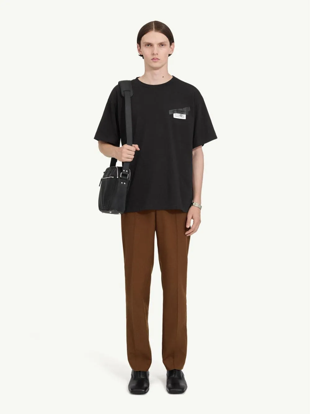 Black Trompe-l'œil Taped Label Print T-Shirt sold by Fashion Clinic