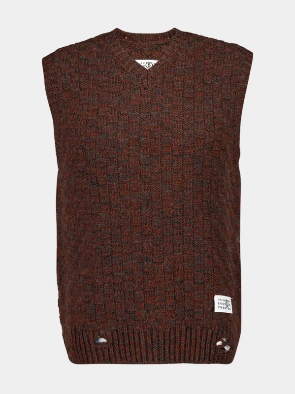 Brown Ribbed Virgin Wool Vest made by Maison Margiela
