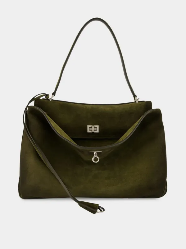 Khaki Rodeo Suede Medium Handbag sold by Fashion Clinic
