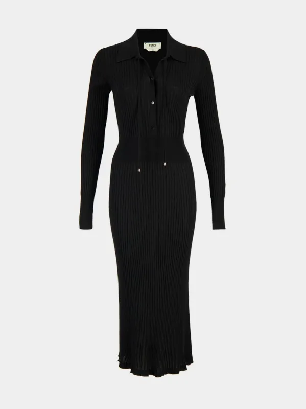 Black Wool Polo Midi Dress sold by Fashion Clinic