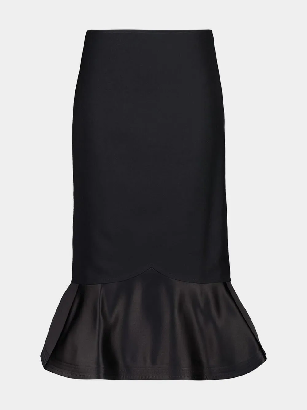 Black Wool Peplum Midi Skirt sold by Fashion Clinic