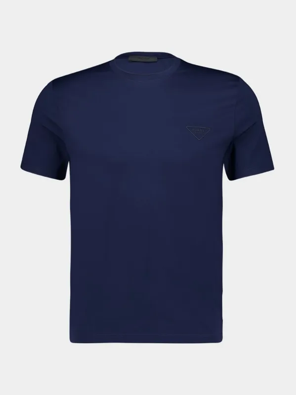 Navy Blue Short-Sleeve Crew Neck Cotton Pullover sold by Fashion Clinic