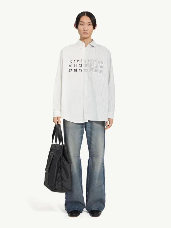 White and Grey Poplin Shirt made by Maison Margiela