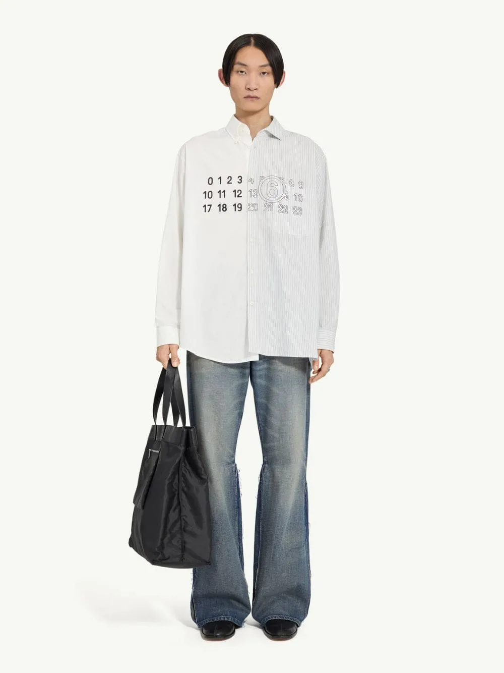 White and Grey Poplin Shirt sold by Fashion Clinic