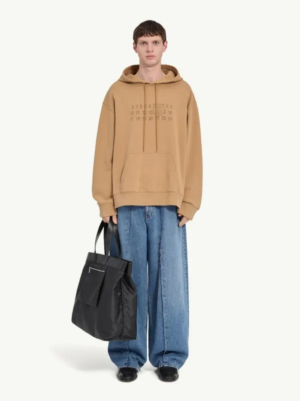 Ocher Hooded Sweatshirt with Numeric Logo sold by Fashion Clinic