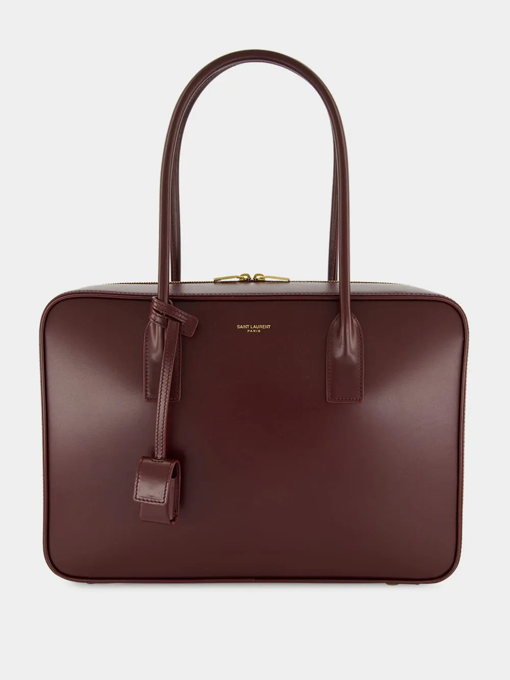 Rouge Cabernet Sac De Jour Bauletto Bag in Box Calfskin sold by Fashion Clinic