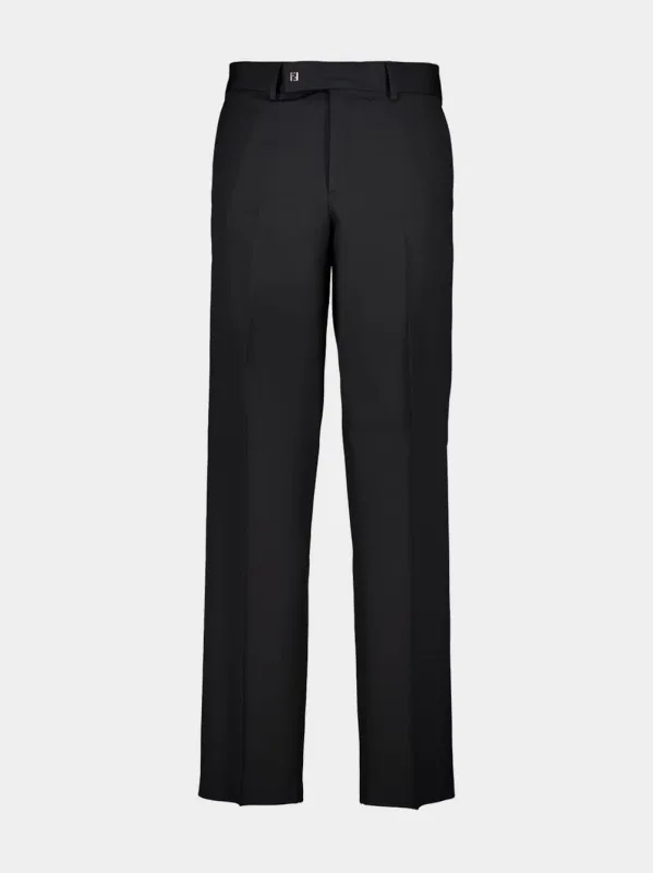 Black Wool Cigarette Trousers sold by Fashion Clinic