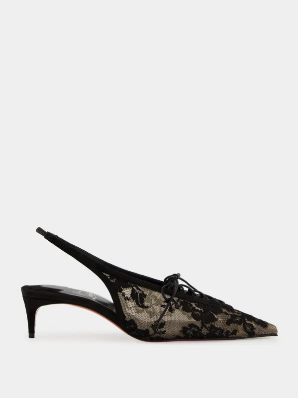 Black Km Lace Slingback Pumps sold by Fashion Clinic