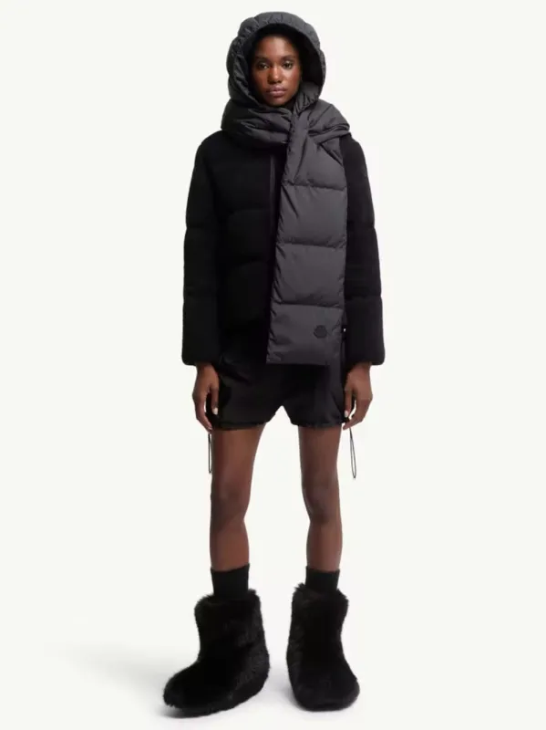 Black Hooded Down Scarf sold by Fashion Clinic