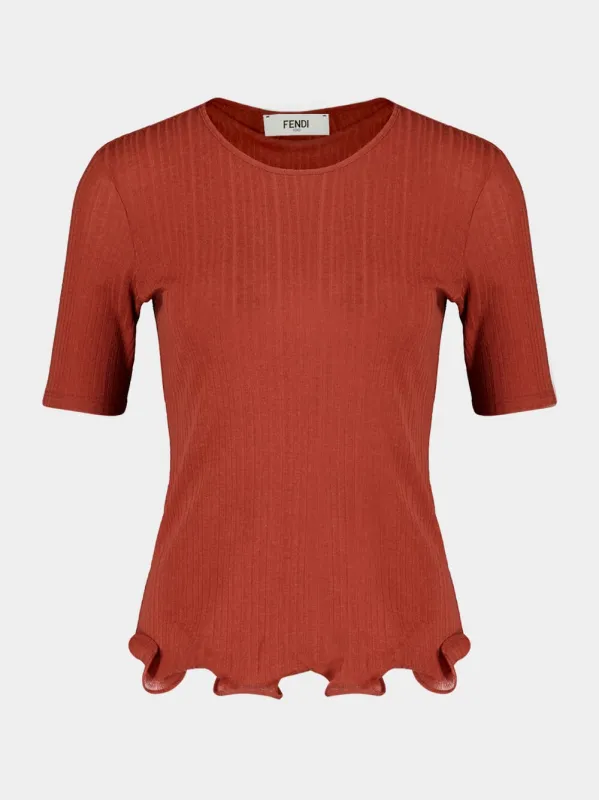 Dust Red Roma Rib T-Shirt sold by Fashion Clinic