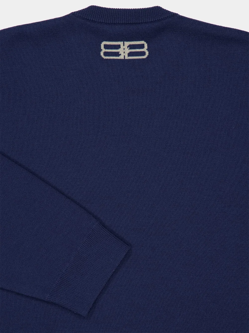 Navy Wool Logo Crewneck Sweater sold by Fashion Clinic product image thumbnail 4